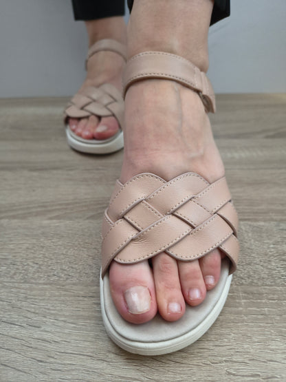 Sandale Casual Damă Formazione 3FR031 Apricot - Piele Naturală