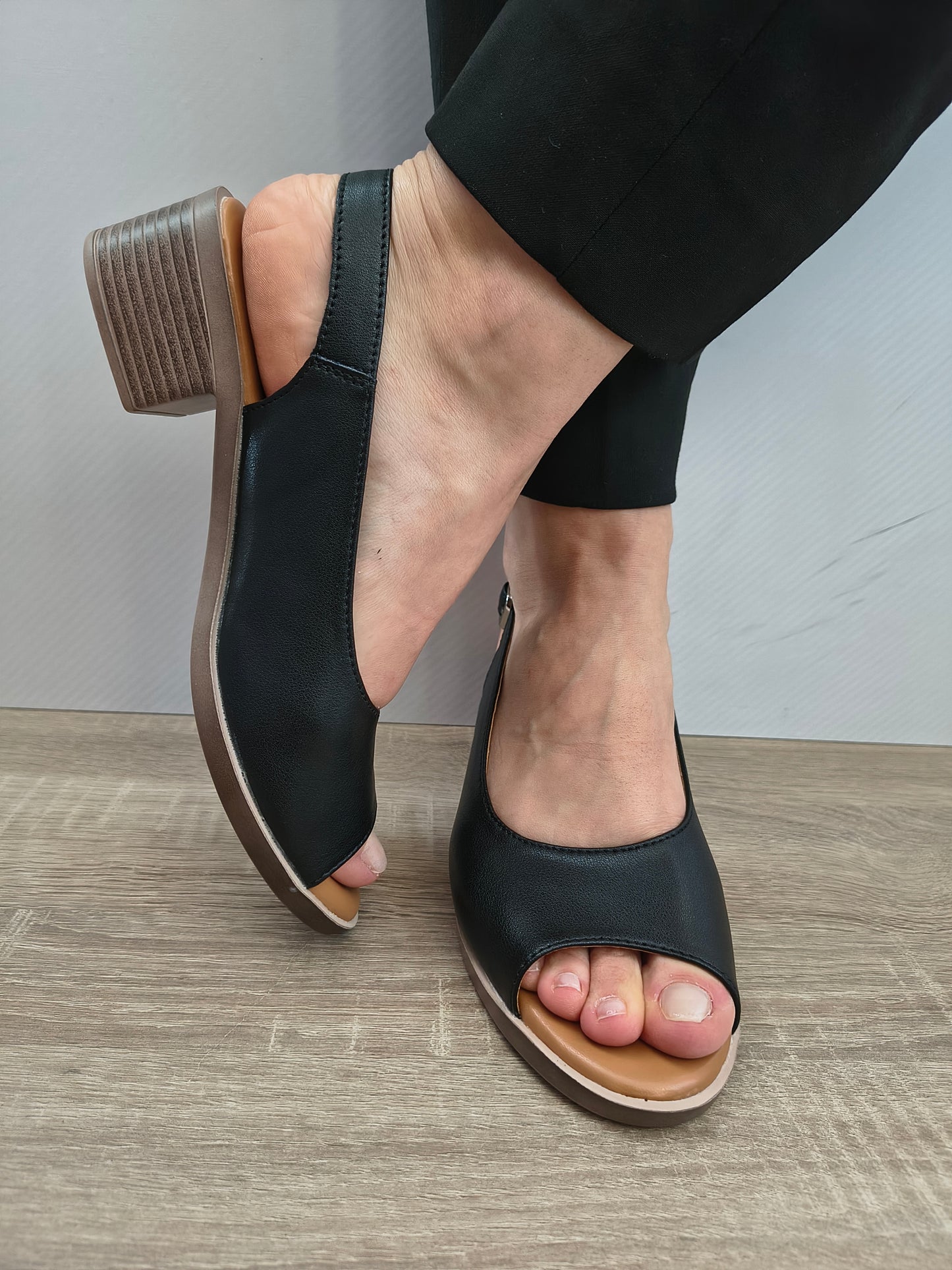 Sandale Casual Damă Formazione 352-1 Negru - Piele Naturală