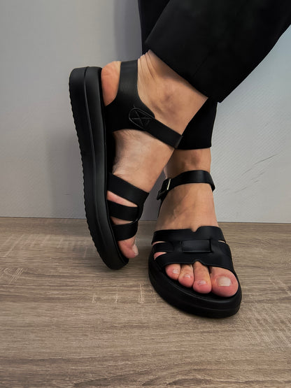 Sandale Casual Damă Formazione 246615T Negru - Piele Naturală