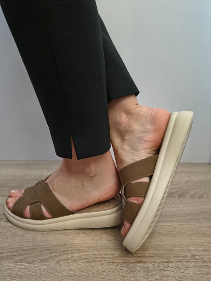 Saboti Casual Damă Formazione 28-008 Khaki Nubuck - Piele Naturală Nubuck