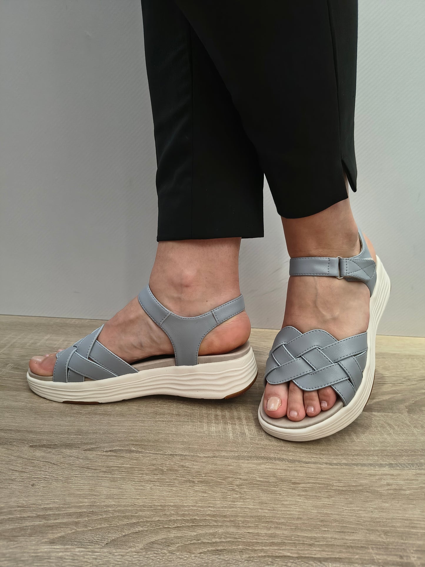 Sandale Casual Damă Formazione 3FR031 Gri - Piele Naturală