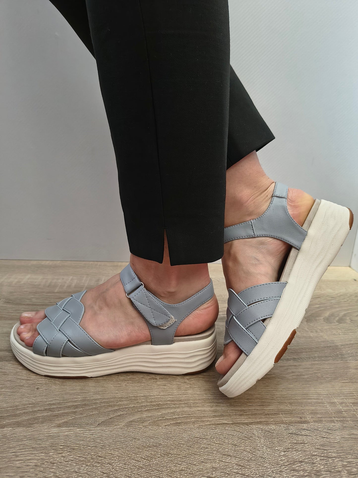 Sandale Casual Damă Formazione 3FR031 Gri - Piele Naturală