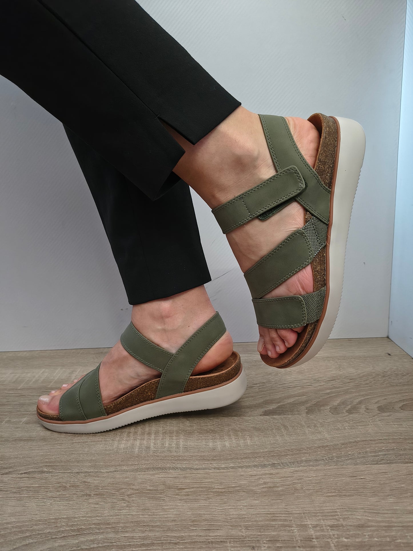 Sandale Casual Damă Skechers 163252 Olv Olive - Piele Ecologică