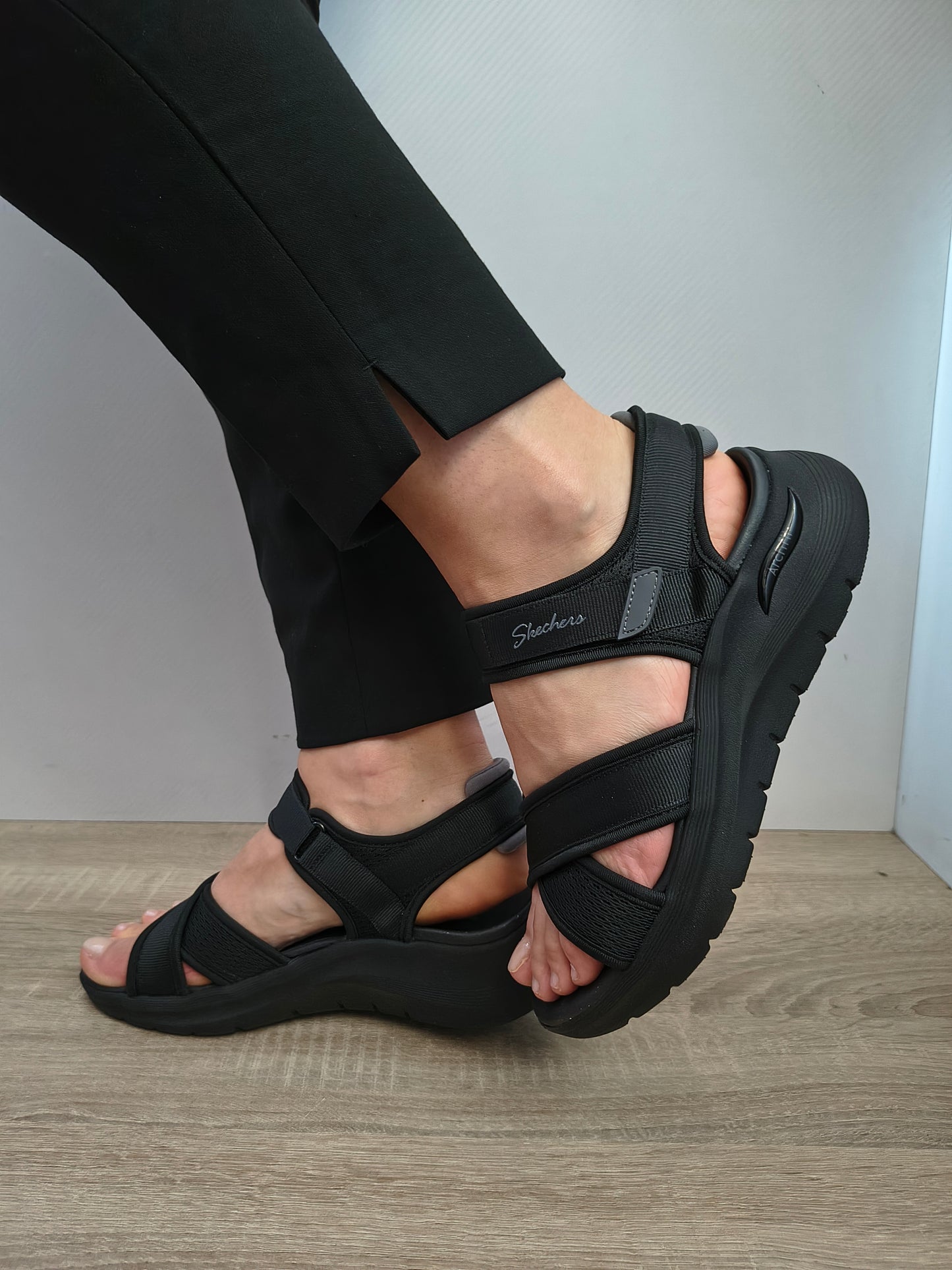 Sandale Casual Damă Skechers 164078 Bkgy Negru - Textil