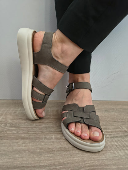Sandale Casual Damă Formazione 28-022 Grey Nubuck - Piele Naturală Nubuck