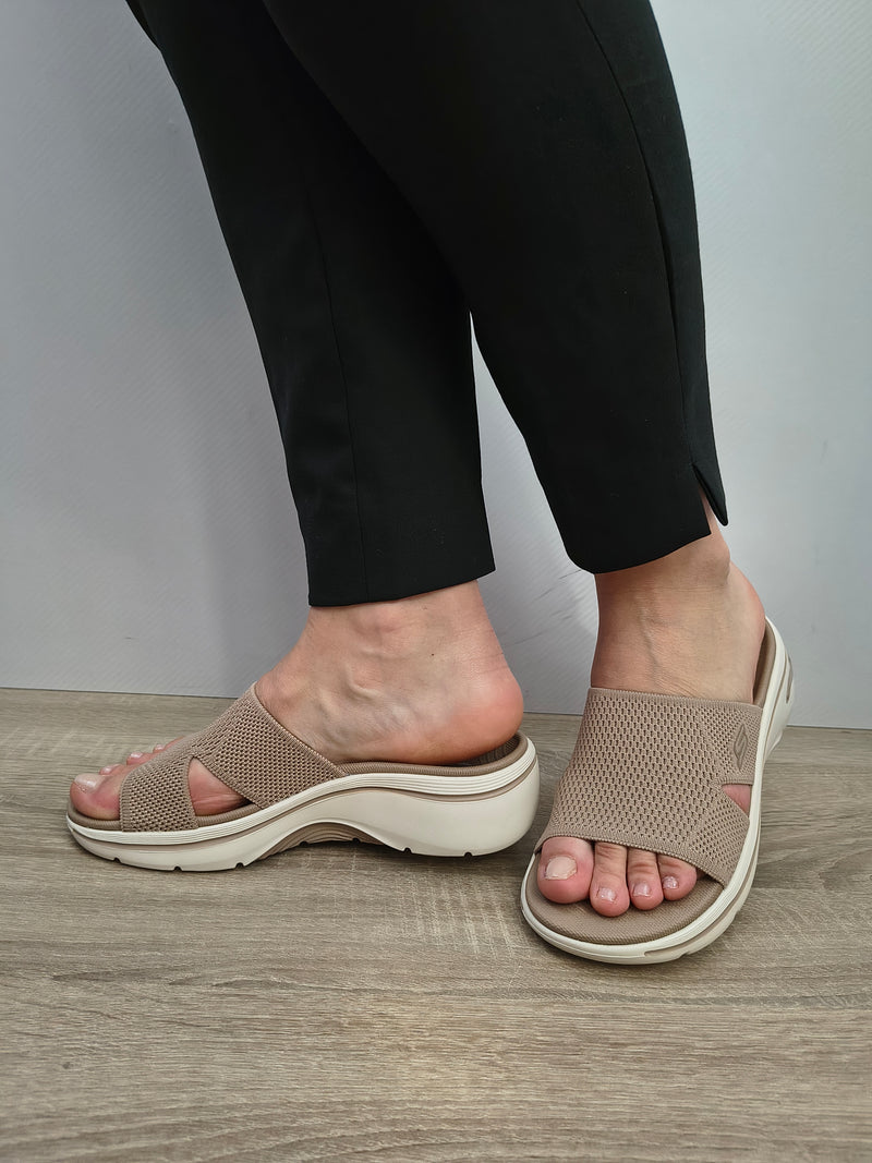 Saboti Casual Damă Skechers 140865 Tan Bej - Textil - imagine 2