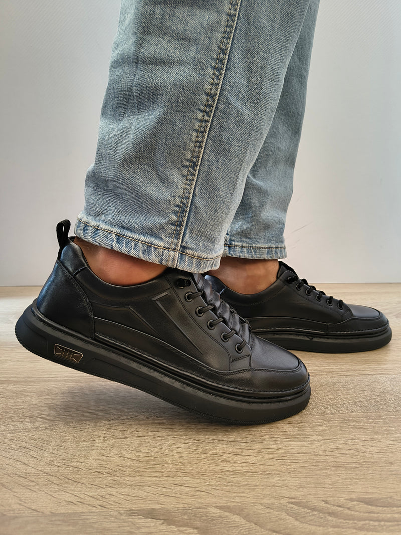 Pantofi Casual Bărbați Mels W27011 Negru - Piele Naturală - imagine 2