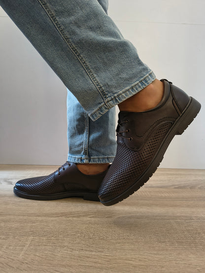 Pantofi Casual Bărbați Mels 230901 Maro Inchis - Piele Naturală