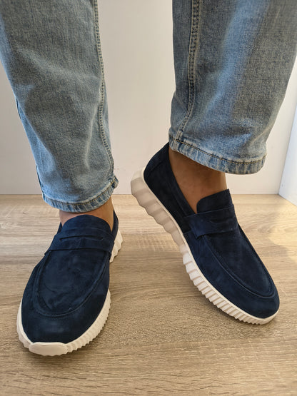 Pantofi Casual Bărbați Franco Gerardo 25860 Bleumarin Velur - Piele Naturală Întoarsă