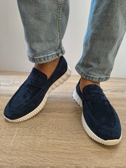 Pantofi Casual Bărbați Franco Gerardo 25860 Bleumarin Velur - Piele Naturală Întoarsă