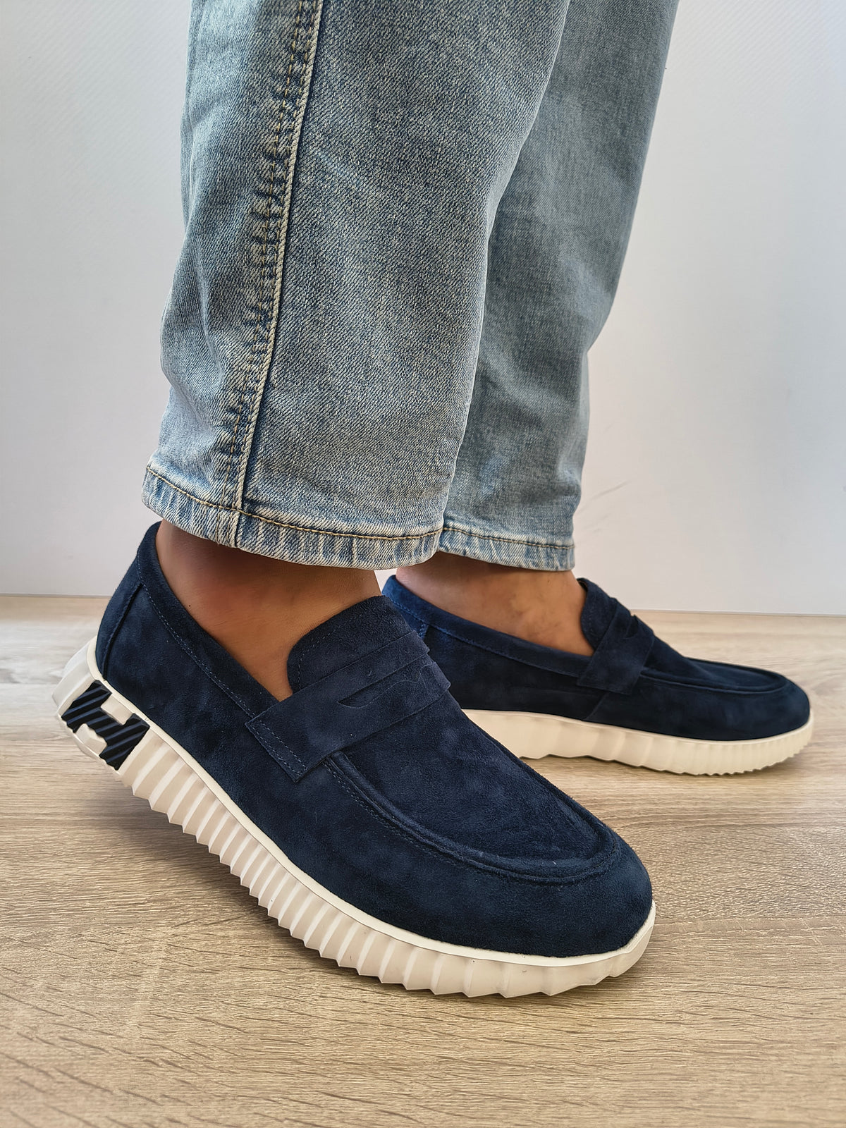 Pantofi Casual Bărbați Franco Gerardo 25860 Bleumarin Velur - Piele Naturală Întoarsă - imagine 6