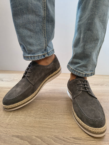 Pantofi Casual Bărbați Eldemas 3-1086-01 Gri Velur - Piele Naturală Întoarsă