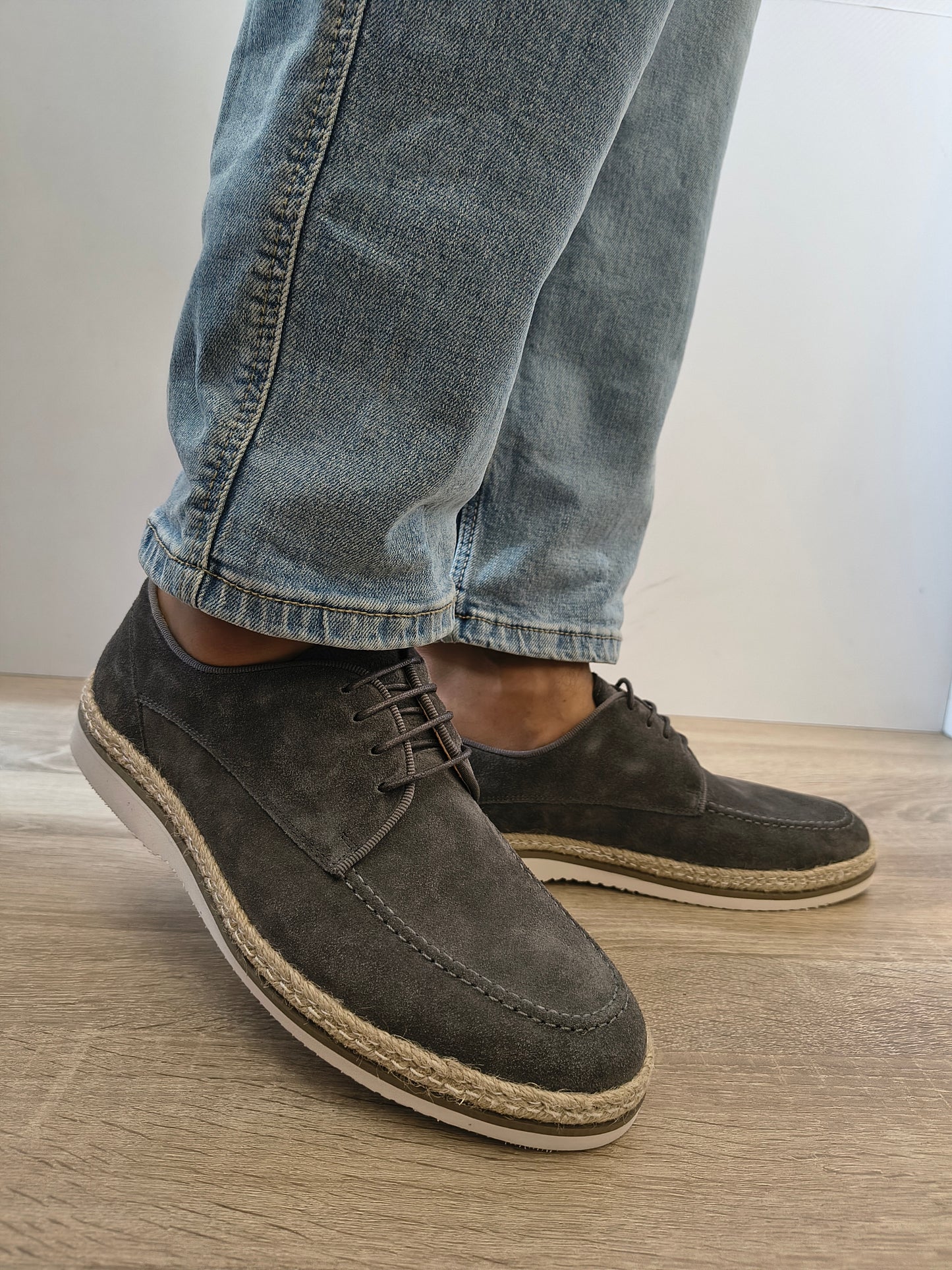 Pantofi Casual Bărbați Eldemas 3-1086-01 Gri Velur - Piele Naturală Întoarsă