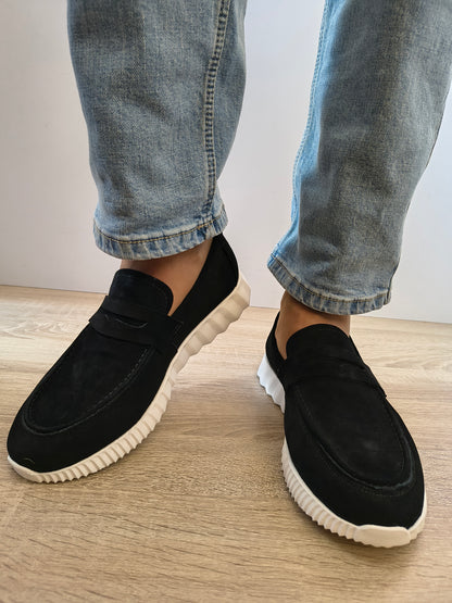 Pantofi Casual Bărbați Franco Gerardo 25860 Negru Velur - Piele Naturală Întoarsă