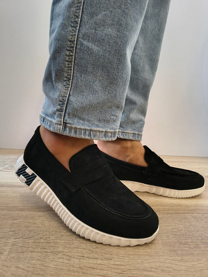 Pantofi Casual Bărbați Franco Gerardo 25860 Negru Velur - Piele Naturală Întoarsă