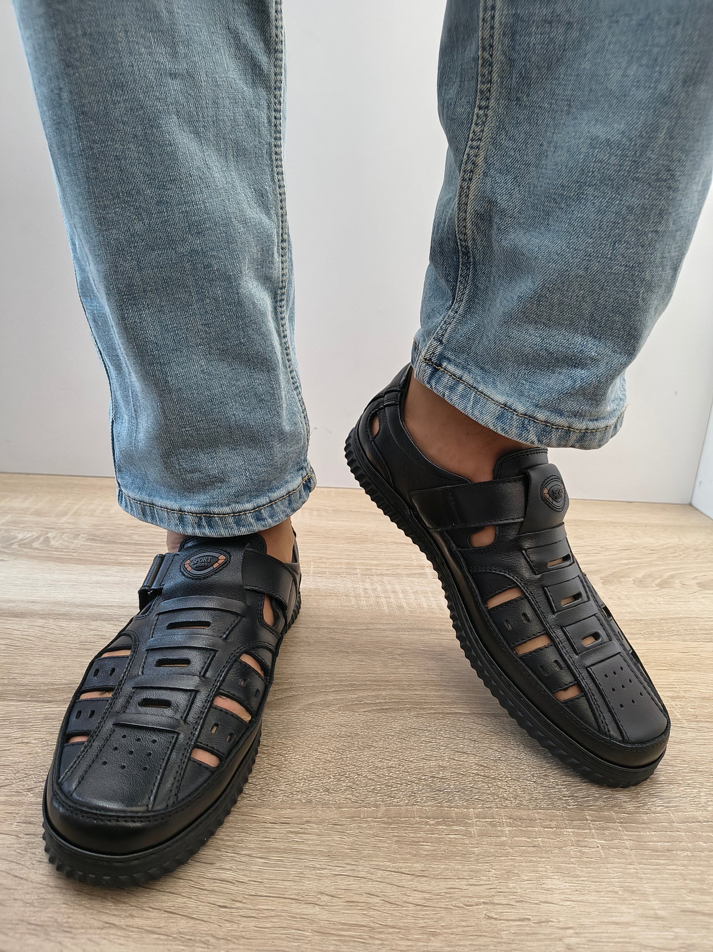 Pantofi Perforati Bărbați Otter 80008C 01-N Negru - Piele Naturală