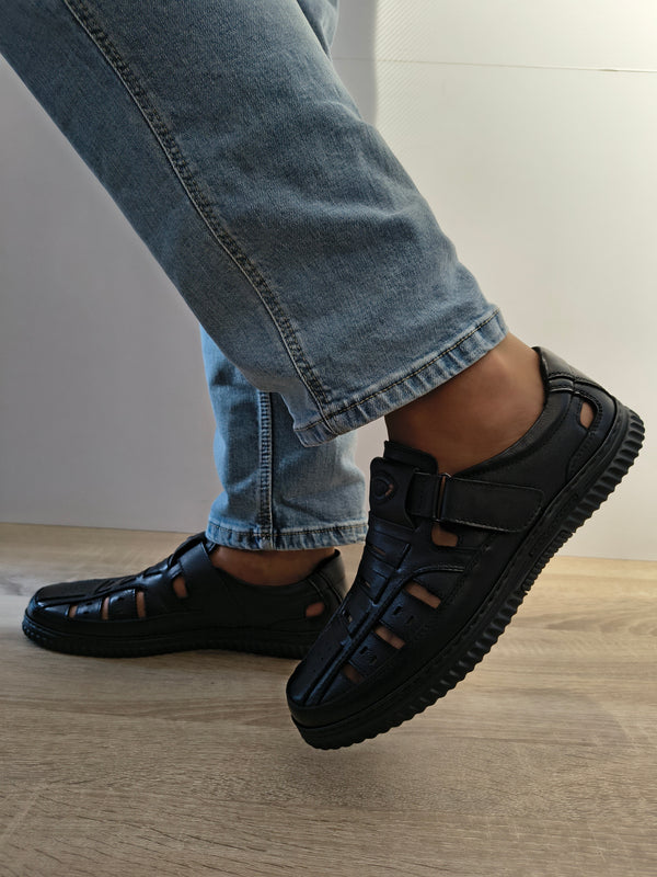 Pantofi Perforati Bărbați Otter 80008C 01-N Negru - Piele Naturală - imagine 5