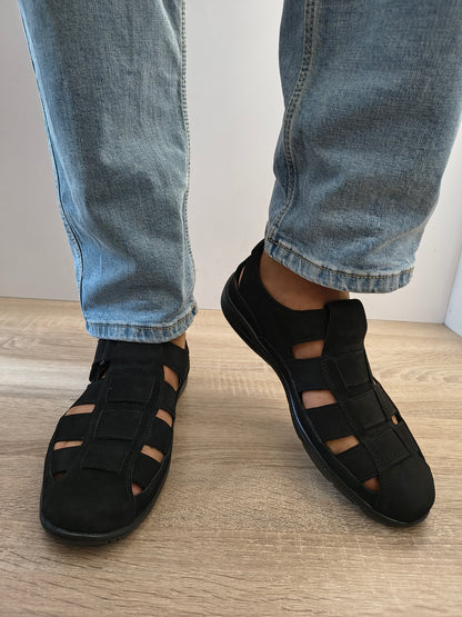 Pantofi Perforati Bărbați Otter OTA-18 01-2 Negru Nubuck - Piele Naturală Nubuck