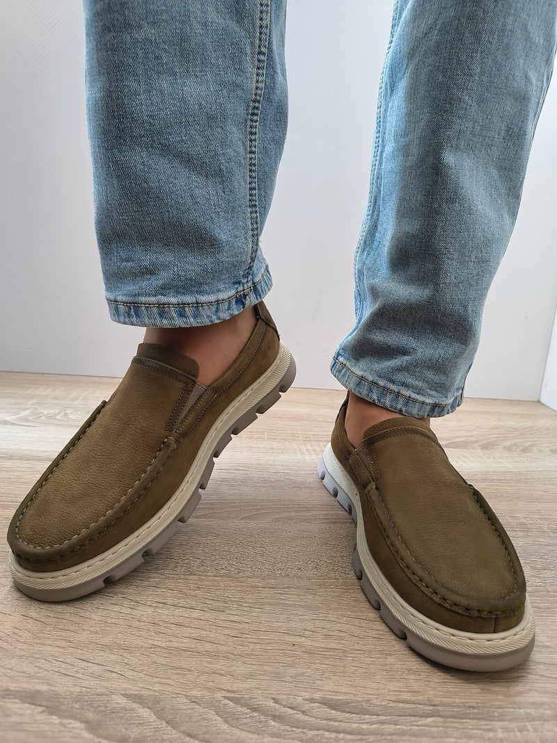 Pantofi Casual Bărbați Mels 8063 Green - Piele Naturală Nubuck - imagine 4