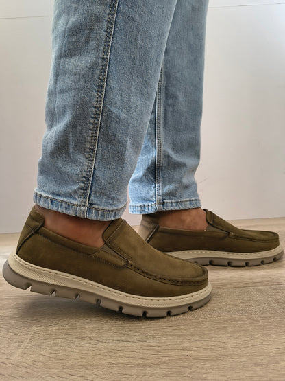 Pantofi Casual Bărbați Mels 8063 Green - Piele Naturală Nubuck