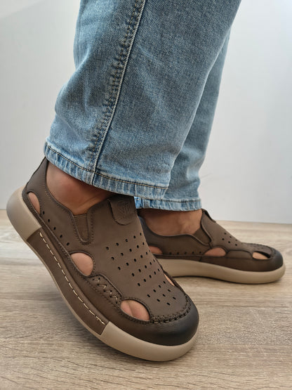 Pantofi Casual Bărbați Mels A93230 Khaki - Piele Naturală Nubuck