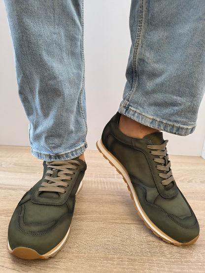 Pantofi Casual Bărbați Eldemas 3-1066-12 Verde - Piele Naturală Nubuck