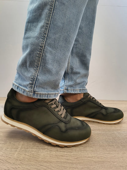 Pantofi Casual Bărbați Eldemas 3-1066-12 Verde - Piele Naturală Nubuck