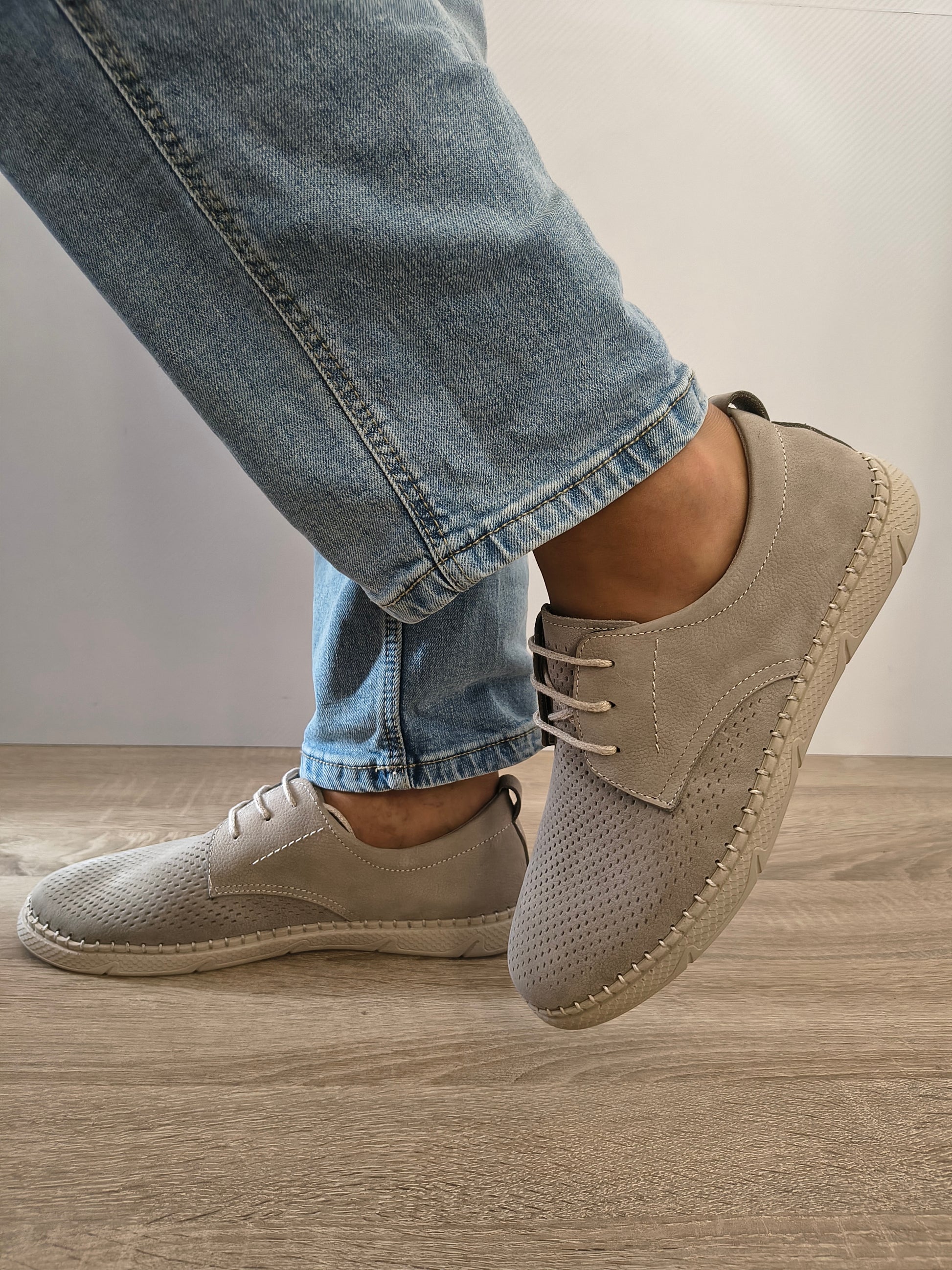 PANTOFI PERFORATI BARBATI OTTER OT1823 50-2 GREY NUBUCK