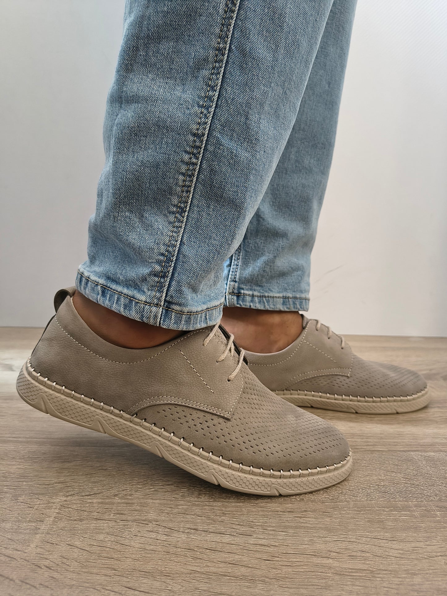 PANTOFI PERFORATI BARBATI OTTER OT1823 50-2 GREY NUBUCK