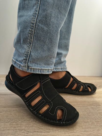 Pantofi Perforati Bărbați Otter 9544 01-2 Negru Nubuck - Piele Naturală Nubuck