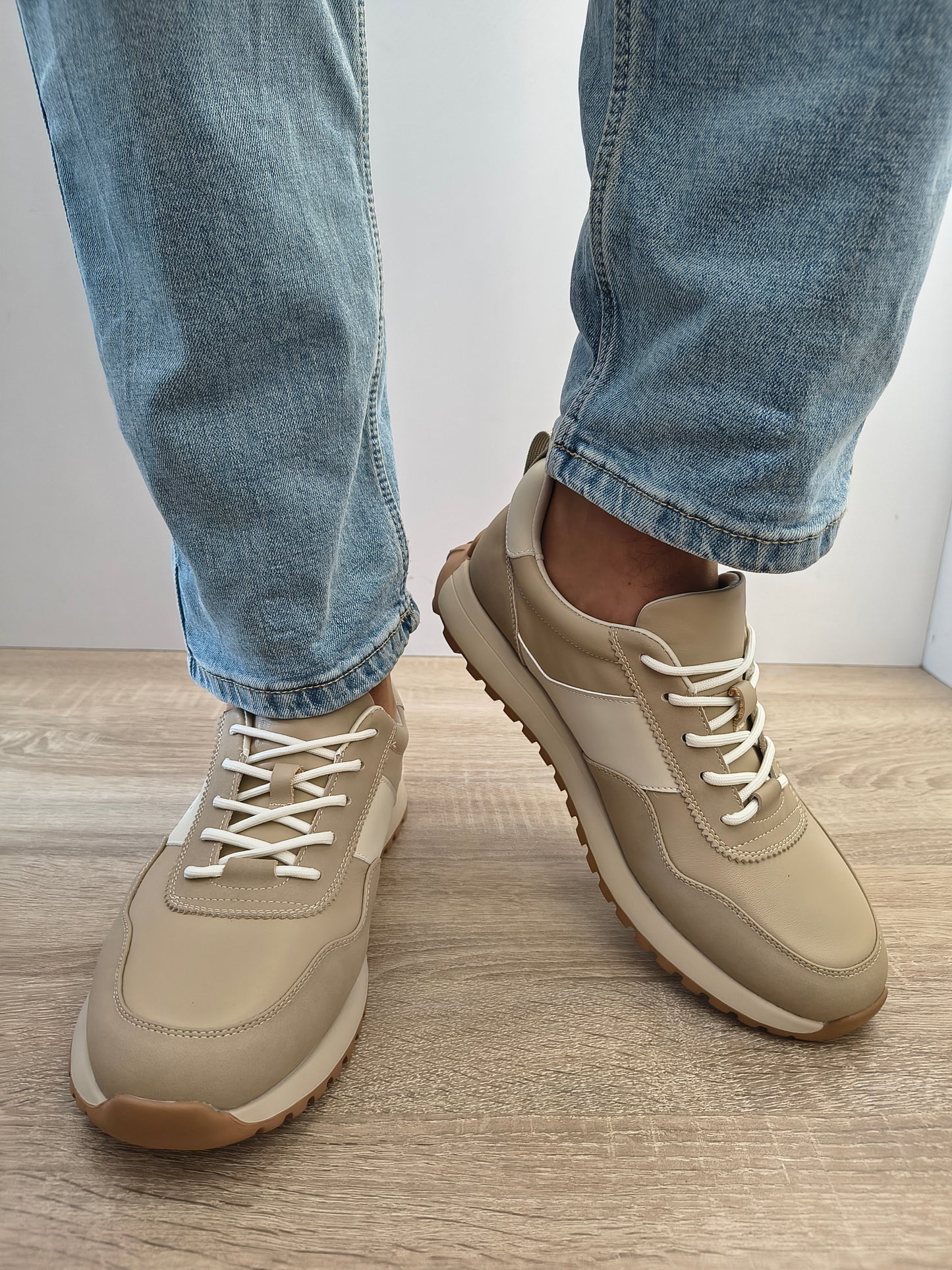 Pantofi Sport Bărbați Franco Gerardo 5309 Apricot/crem - Piele Naturală