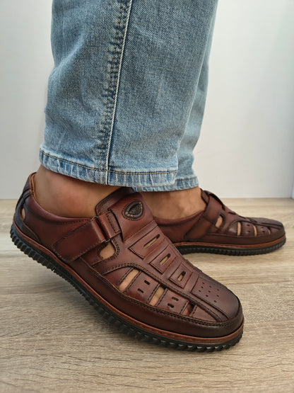 Pantofi Perforati Bărbați Otter 80008D 02-N Maro - Piele Naturală