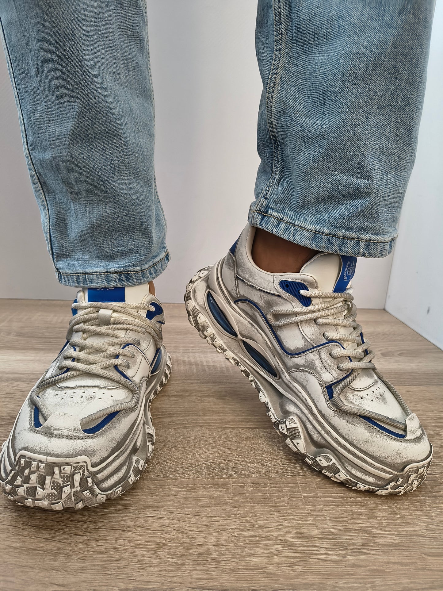 PANTOFI CASUAL BARBATI FRANCO GERARDO 95932 ALB + ALBASTRU