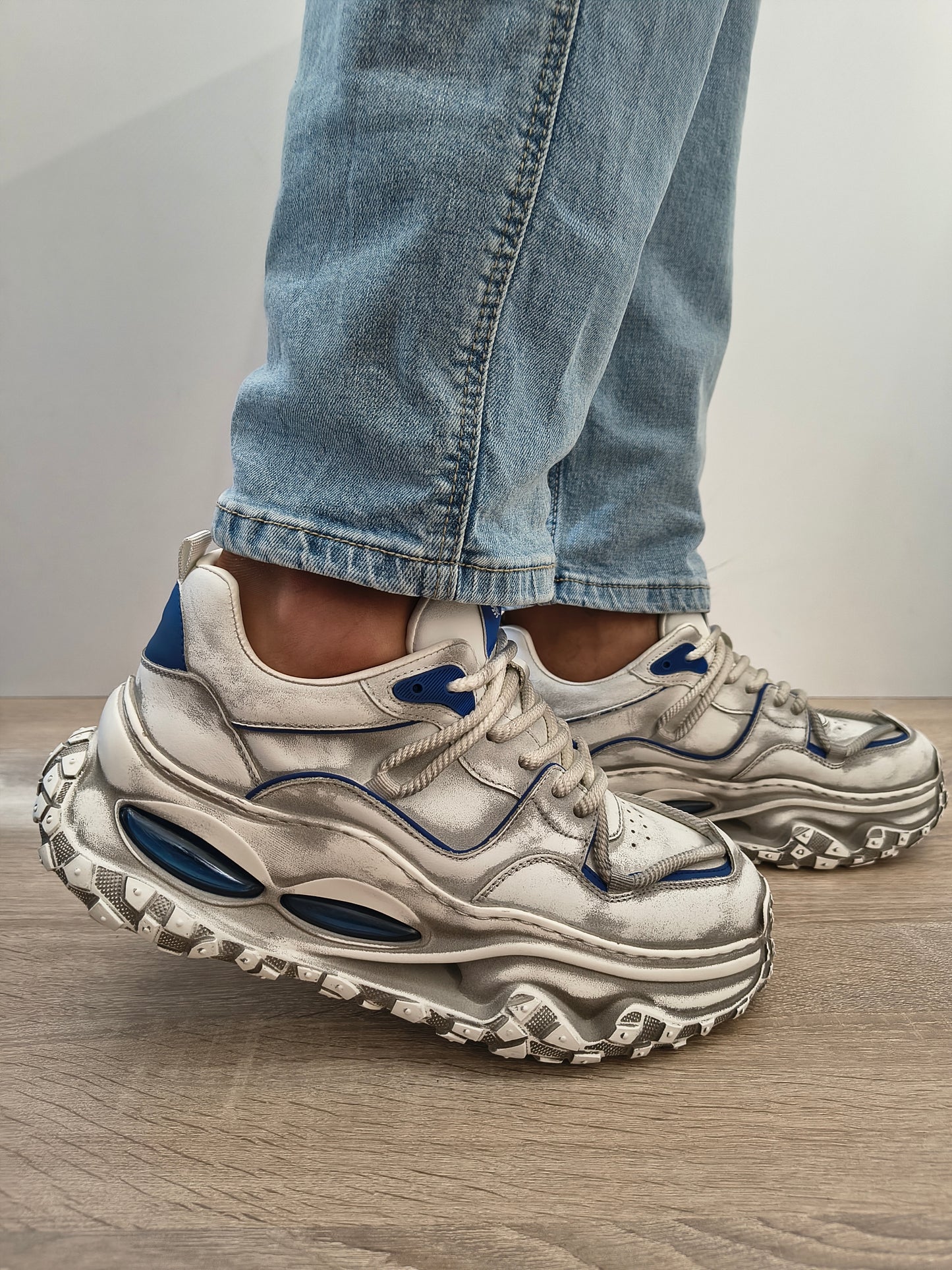 PANTOFI CASUAL BARBATI FRANCO GERARDO 95932 ALB + ALBASTRU