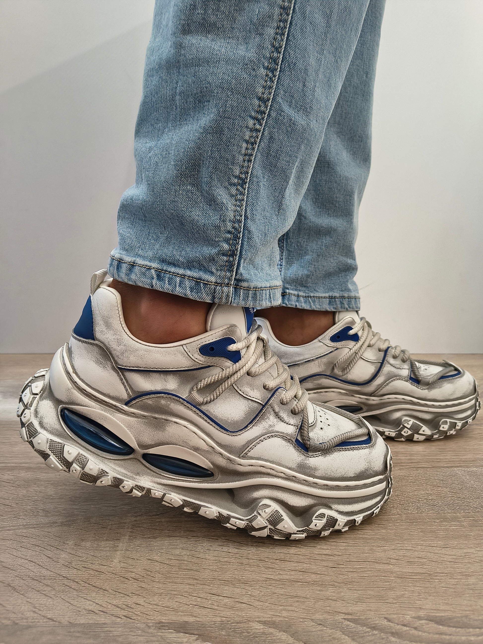 PANTOFI CASUAL BARBATI FRANCO GERARDO 95932 ALB + ALBASTRU