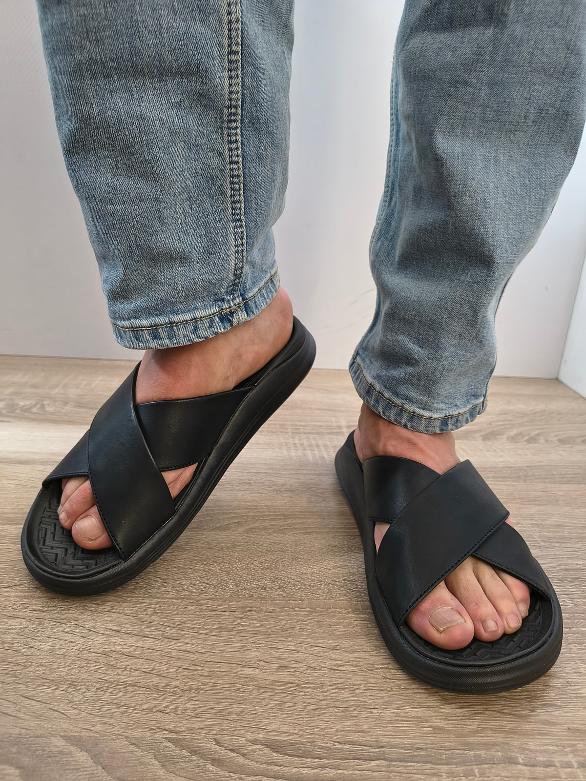 Slapi Bărbați Skechers 205627 Bbk Negru - Piele Naturală - imagine 4