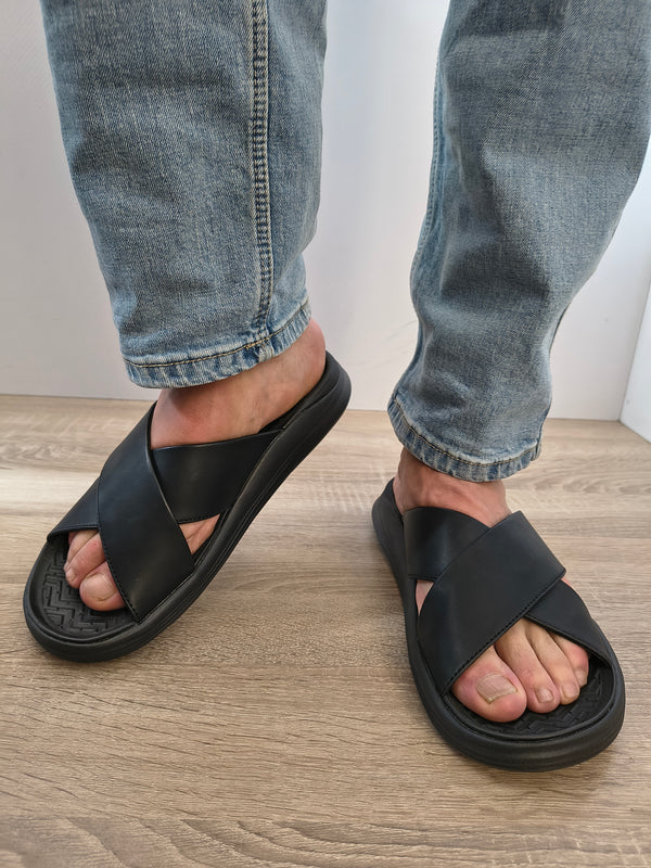 Slapi Bărbați Skechers 205627 Bbk Negru - Piele Naturală - imagine 4
