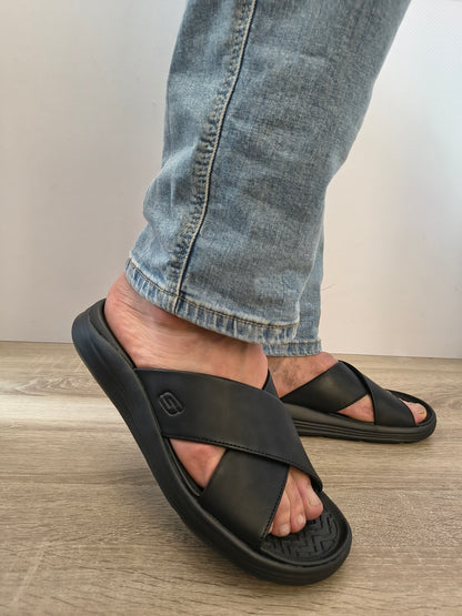 Slapi Bărbați Skechers 205627 Bbk Negru - Piele Naturală