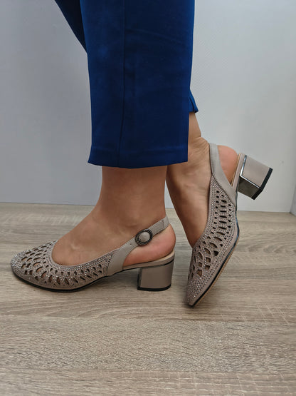 Sandale Elegante Damă Karisma 40012F 03-I Apricot Velur - Piele Naturală Întoarsă