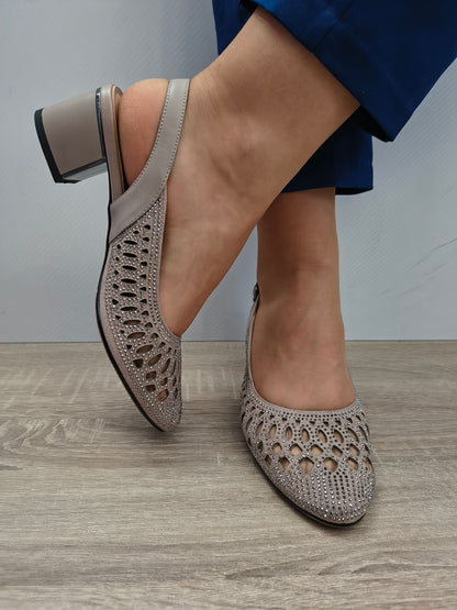 Sandale Elegante Damă Karisma 40012F 03-I Apricot Velur - Piele Naturală Întoarsă