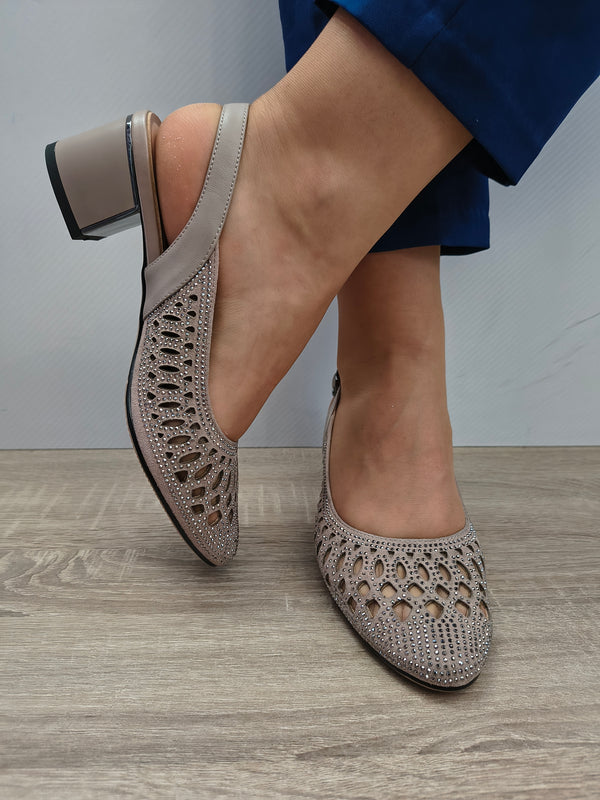 Sandale Elegante Damă Karisma 40012F 03-I Apricot Velur - Piele Naturală Întoarsă - imagine 5
