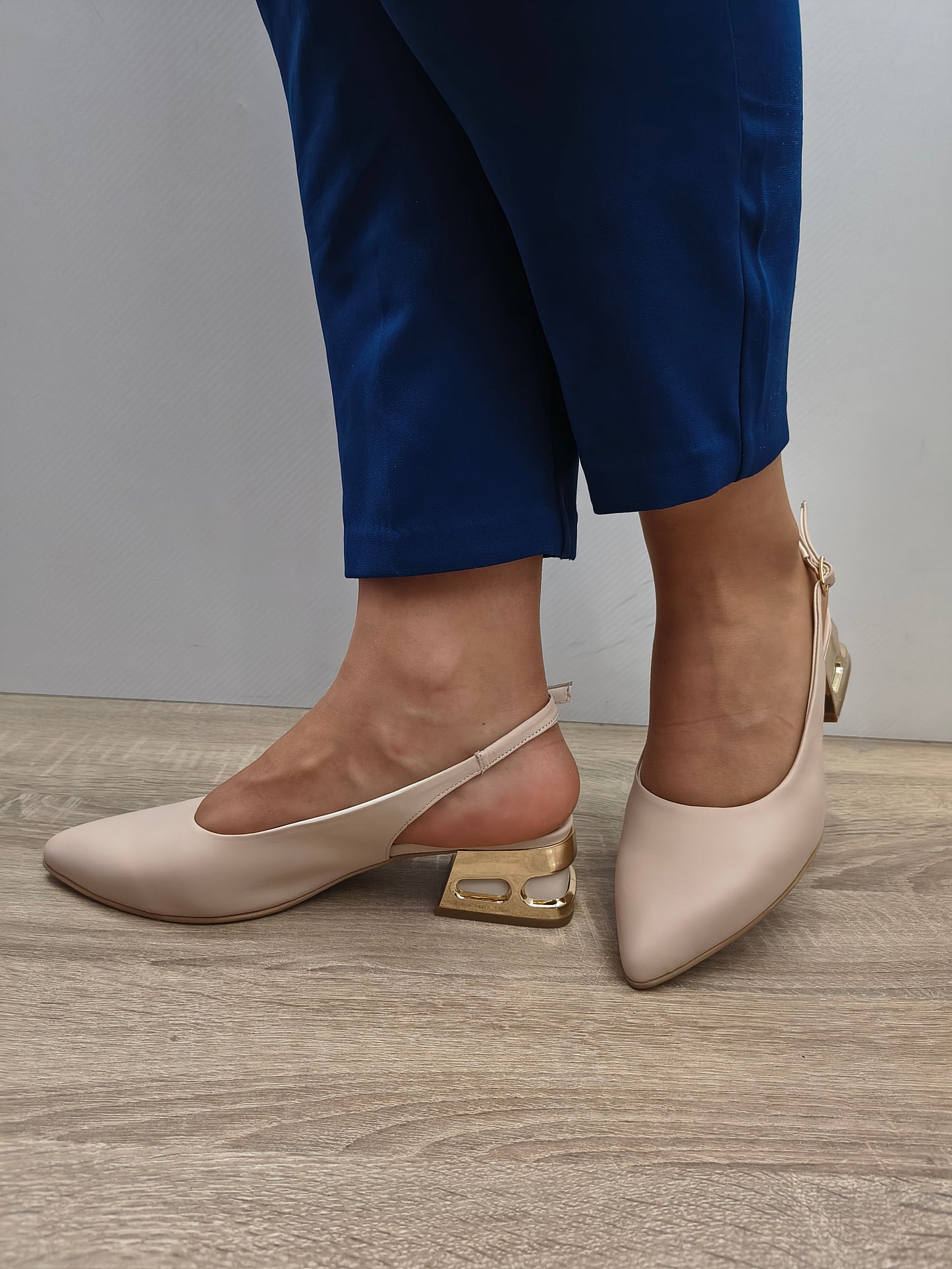 Sandale Elegante Damă Perlla 3753-5 Nude - Piele Naturală