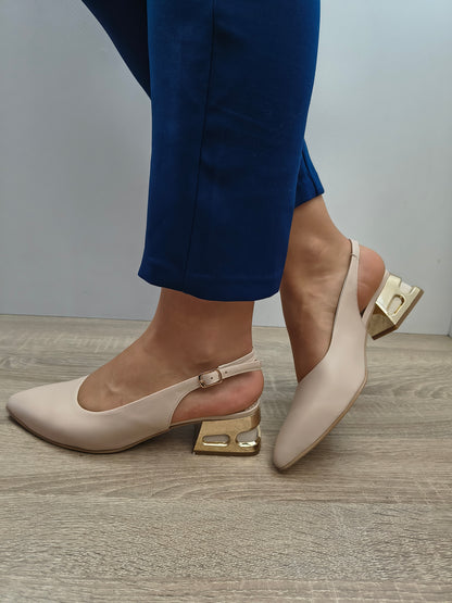 Sandale Elegante Damă Perlla 3753-5 Nude - Piele Naturală