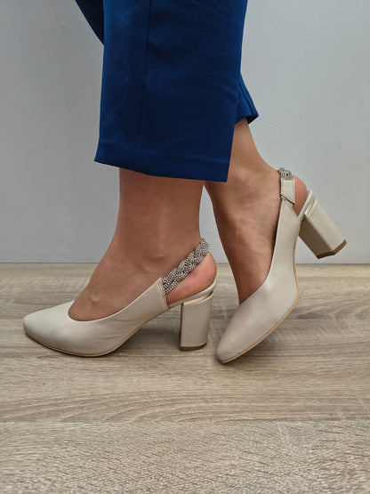 Sandale Elegante Damă Aga 1570 535 Bej Naturalna - Piele Naturală