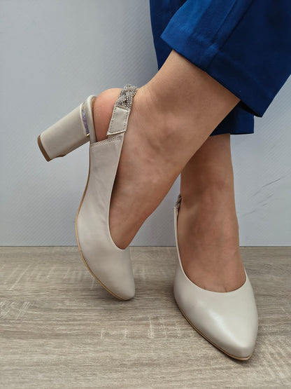 Sandale Elegante Damă Aga 1570 535 Bej Naturalna - Piele Naturală