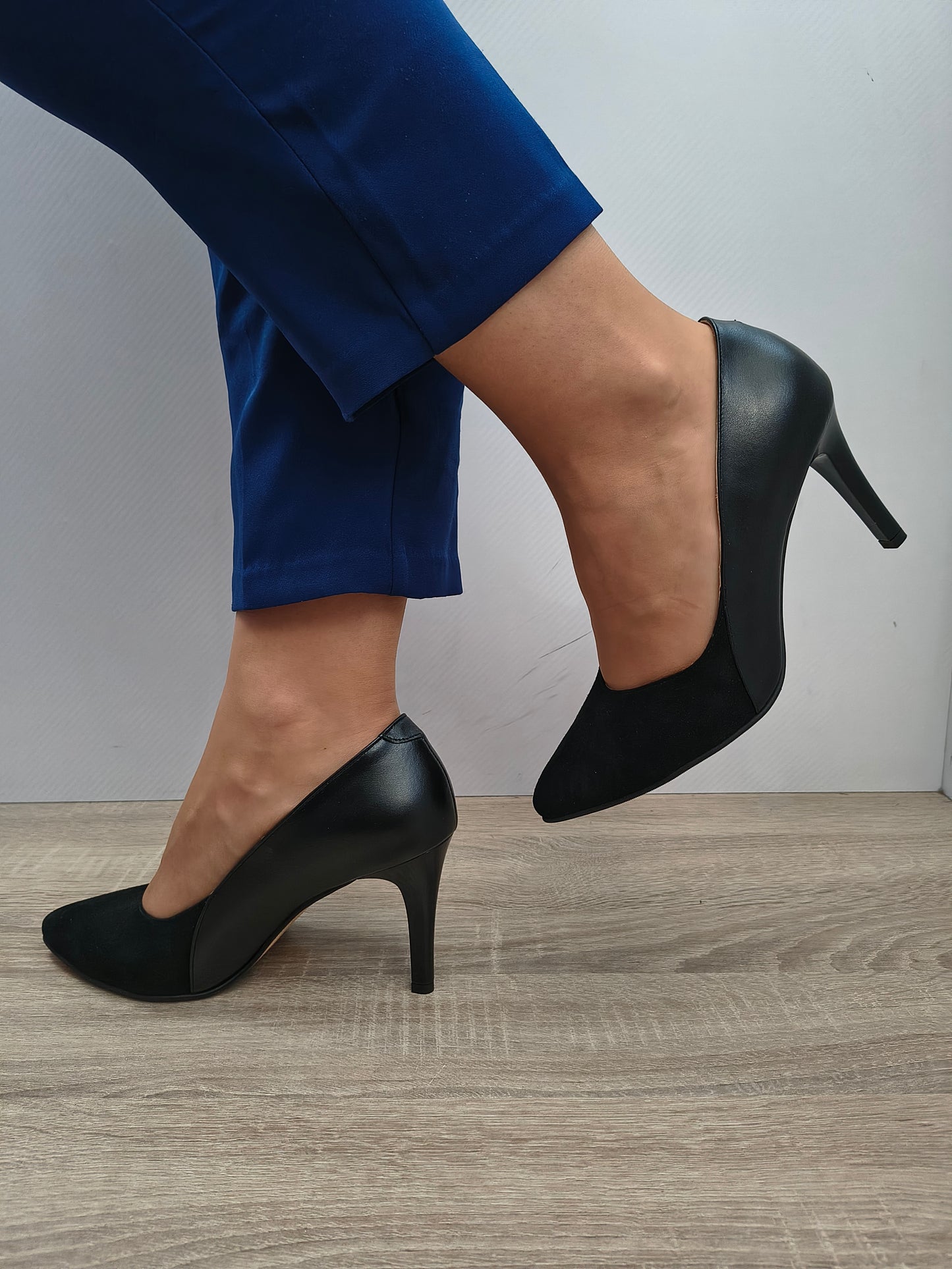 Pantofi Eleganti Damă Antonio 20527 Negru Velur + Box - Piele Naturală Întoarsă + Box