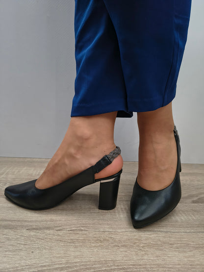 Sandale Elegante Damă Aga 1570 39 Negru - Piele Naturală