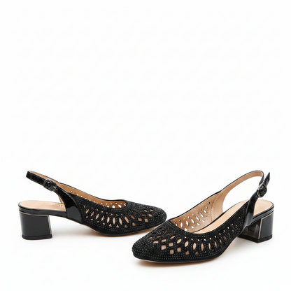 Sandale Elegante Damă Epica 40012N 01-I Negru Velur - Piele Naturală Întoarsă