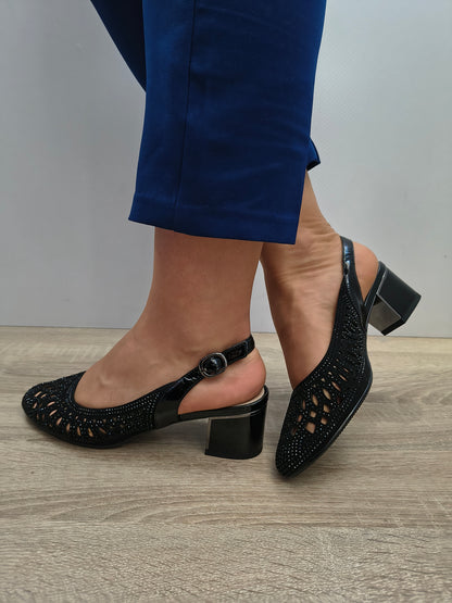 Sandale Elegante Damă Epica 40012N 01-I Negru Velur - Piele Naturală Întoarsă