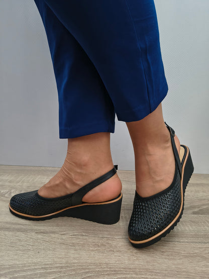 Sandale Casual Damă Aga 1930 2198 Negru - Piele Naturală